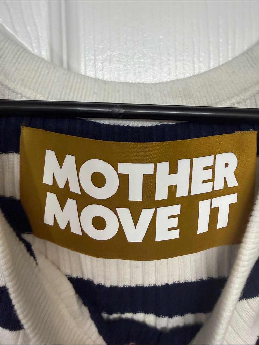 MOTHER Ribbed Striped Tank Top - White & Navy - Picture 3 of 5